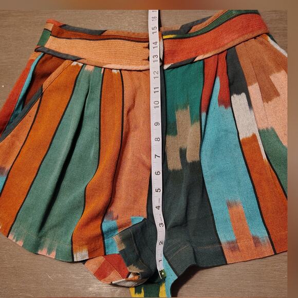ULLA JOHNSON Marjani in Souk Pleated Striped Cotton Shorts Size 6 - Picture 7 of 15